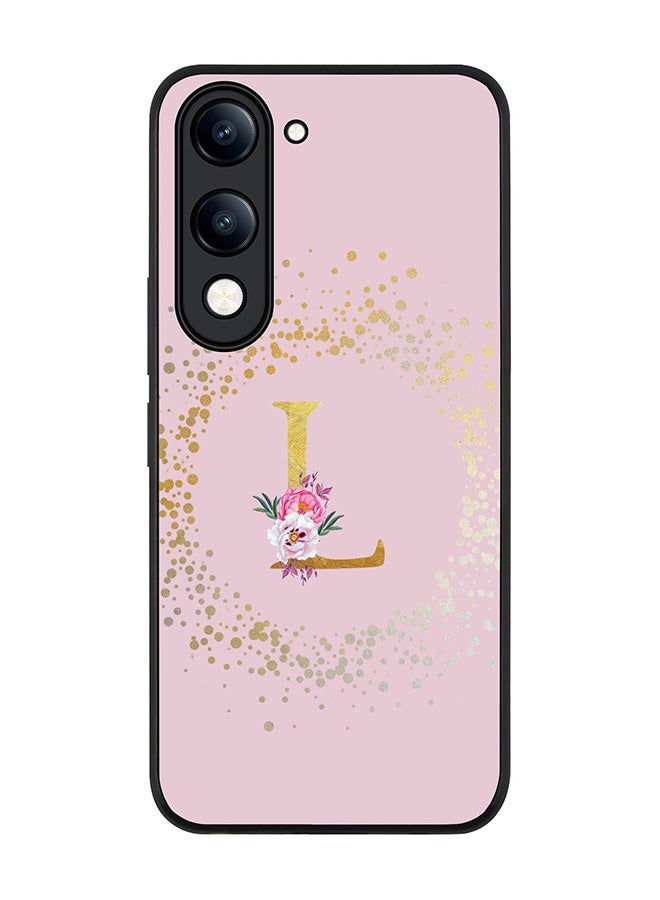 For vivo Y04 / Y29t 5G Case,Slim fit Camera Protection, Shockproof Thin Phone cover  - Custom Monogram Floral - L  (Pink )